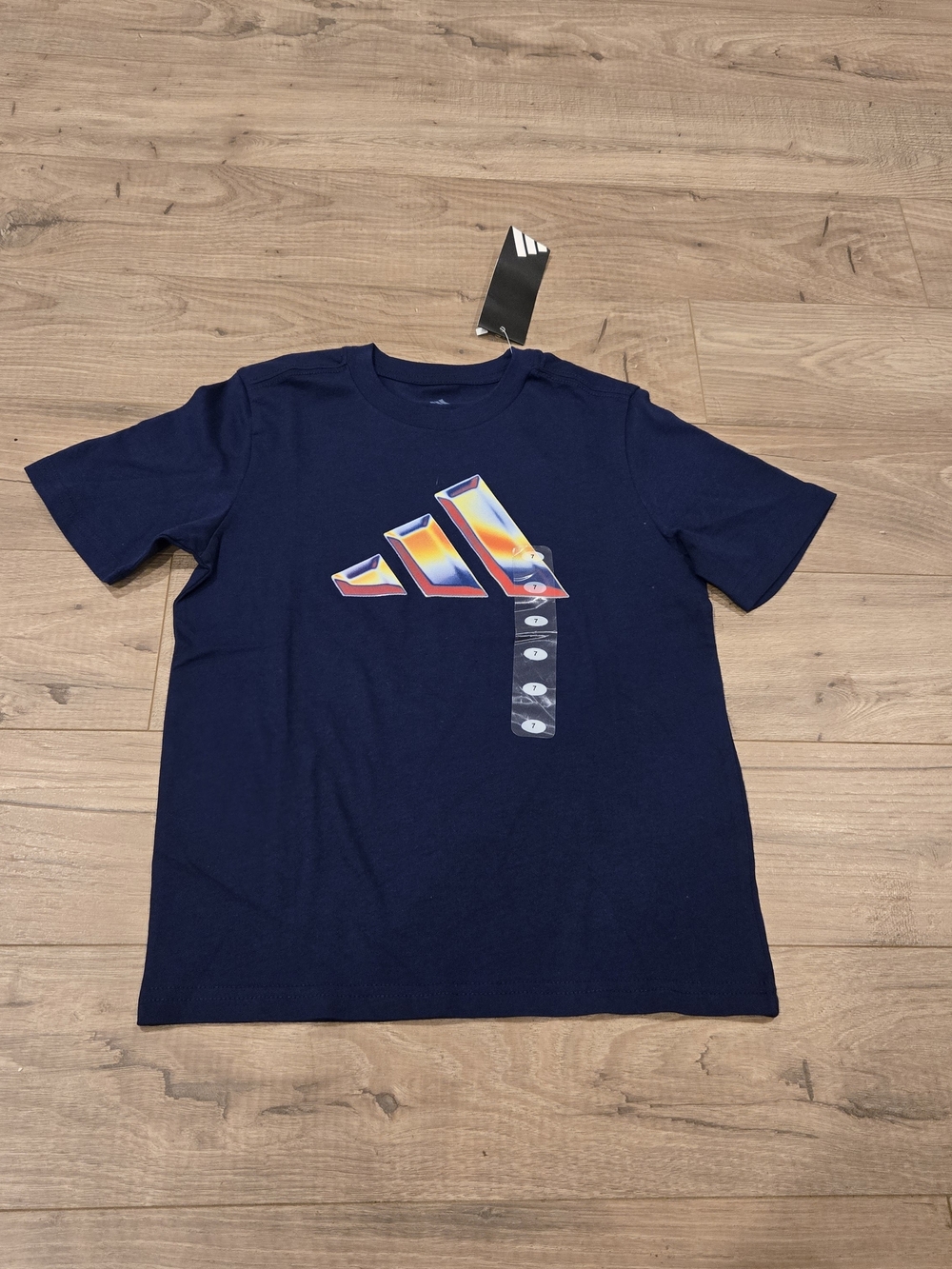 🔥 NWT Adidas Boys Heat Map Logo T-Shirt Navy Blue Size 7 🔥